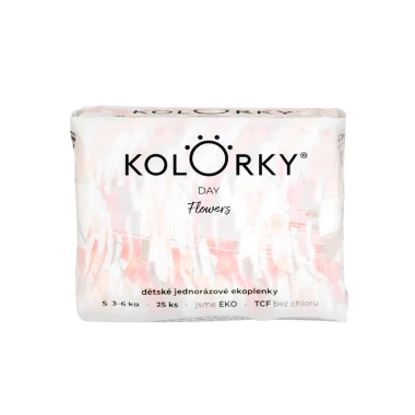 KOLORKY DAY jednorázové eko plenky květy - S (3-6 kg), 25 ks
