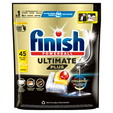 Finish Ultimate Plus kapsle do myčky nádobí - Lemon 45 ks