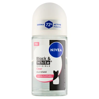 Nivea Black & White Invisible Clear Kuličkový antiperspirant 50 ml