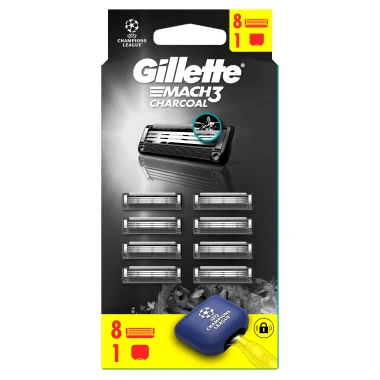 Gillette Mach3 Charcoal Náhradní hlavice do holicího strojku pro muže 8 ks