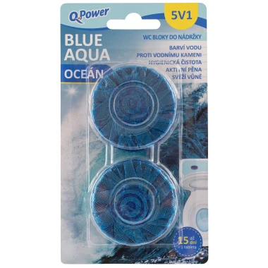 Q-Power Blue Aqua Čisticí a barvicí tablety do WC nádržky oceán 2 ks