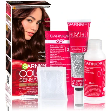 Garnier Color Sensation permanentní barva na vlasy 4.12 diamantová hnědá, 60+40+10ml
