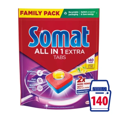 Somat All in 1 Extra Lemon & Lime tablety do myčky nádobí 140 ks