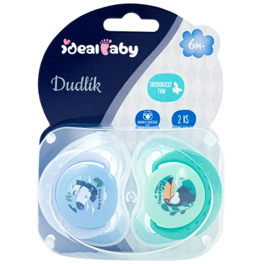 Ideal Baby Dudlíky silikonové 6m+, vel. L, modrý+tyrkysový zelený 2 ks