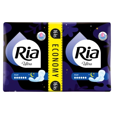Ria Ultra Night Hygienické vložky s křidélky 16 ks