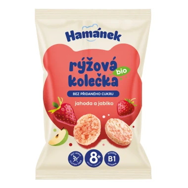Hamánek BIO rýžová kolečka jahoda a jablko 8m+ 35 g