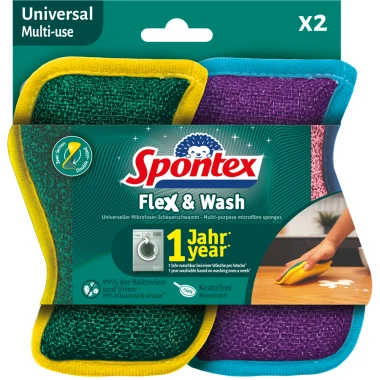 Spontex Flex & Wash 2v1 drátěnka a houbička 2 ks