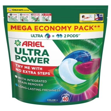 Ariel Ultra Power Pods Color+ kapsle na praní na barevné prádlo 40 PD