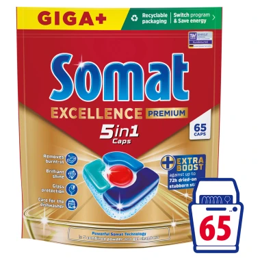 Somat Excellence Premium 5in1 kapsle do myčky nádobí 65 ks
