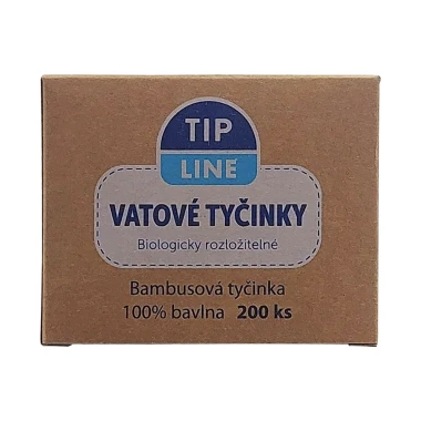 Tip Line Vatové tyčinky bambusové krabička 200 ks