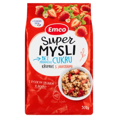 Emco Super Mysli Bez přidaného cukru křupavé s jahodami 500g