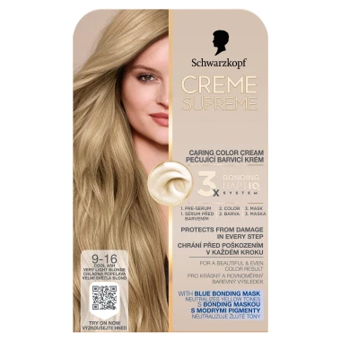 Schwarzkopf Creme Supreme Pečující barvicí krém 9-16 chladná popelavá velmi světlá blond