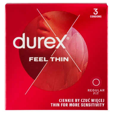 Durex Feel Thin Regular Fit Kondomy 3 ks