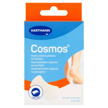 Hartmann Cosmos Hydrokoloidní náplasti na puchýře 76 mm  x 45 mm 5 ks