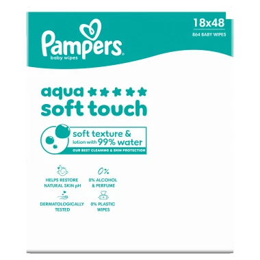 Pampers Aqua Soft Touch Dětské čisticí ubrousky 864 ks