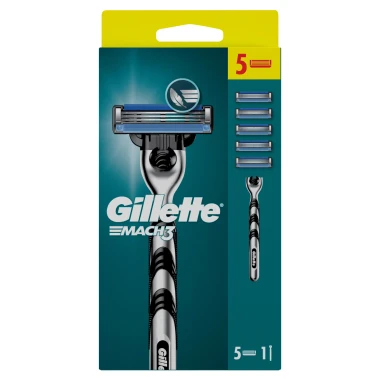 Gillette Mach3 Pánský holicí strojek + 5 náhradních holicích hlavic