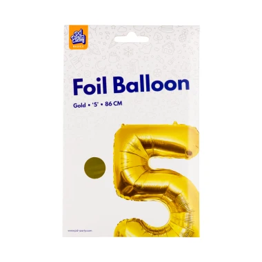 PD Party Fóliový balónek č. 5 zlatá, 86 cm