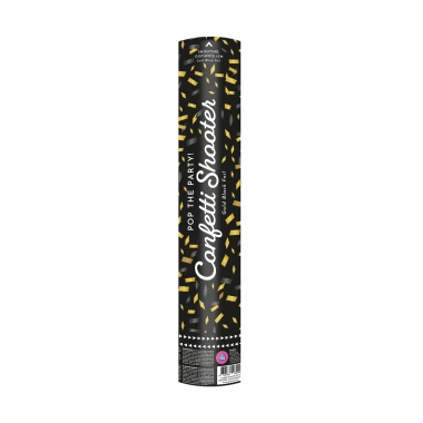 PD Konfety vystřelovací zlaté a černé foliové + vystřelovač 40 cm