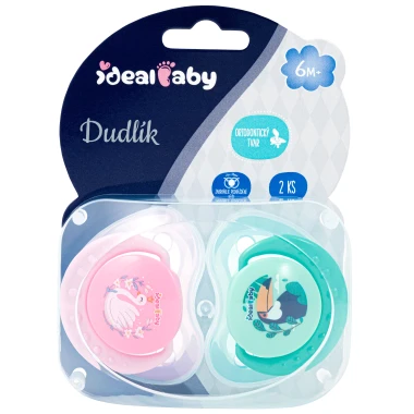 Ideal Baby Dudlíky silikonové 6m+, vel. L, růžový+tyrkysový zelený 2 ks