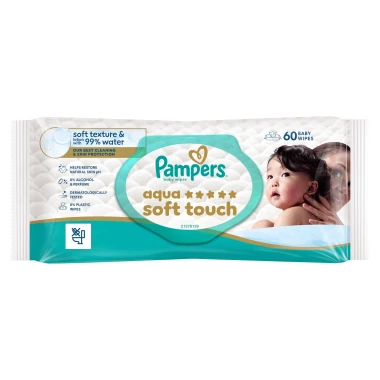 Pampers Aqua Soft Touch Dětské čisticí ubrousky 60 ks
