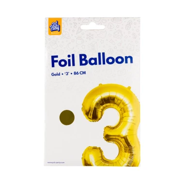 PD Party Fóliový balónek č. 3 zlatá, 86 cm