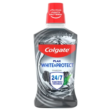 Colgate Plax White + Charcoal ústní voda bez alkoholu 500 ml