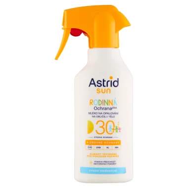 Astrid Sun Rodinná ochrana plus mléko na opalování na obličej i tělo SPF 30 250 ml