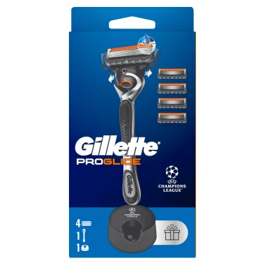 Gillette ProGlide UEFA Champions League Special Edition Pánský holicí strojek + 4 náhradní holicí hlavice + stojan