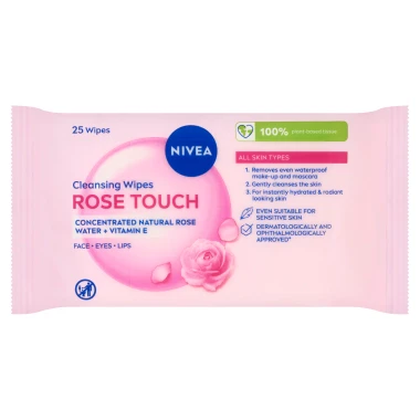 Nivea Rose Touch Čisticí pleťové ubrousky 25 ks