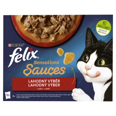 Felix Sensations Sauces kapsičky pro kočky hovězí, jehněčí, krůta, kachna v omáčce 12 x 85g