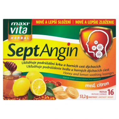 Maxi Vita Herbal SeptAngin med, citron 16 pastilek 53,2g