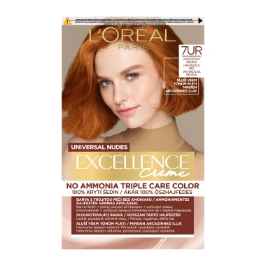 L'Oréal Paris Excellence Nudes Copper 7UR Univerzální měděná, 72ml + 48ml + 12ml + 60ml