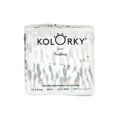 KOLORKY DAY jednorázové eko plenky peří - M (5-8 kg), 21 ks