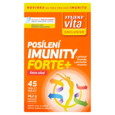 Maxi Vita Exclusive Posílení imunity forte+ s příchutí brusinky 45 tablet 34,2g
