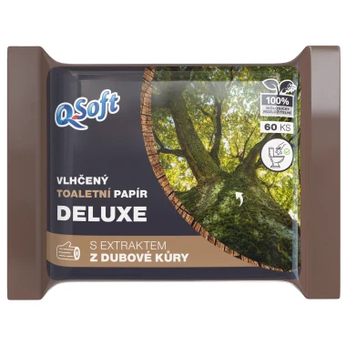 Q-Soft Vlhčený toaletní papír Deluxe s extraktem z dubové kůry 60 ks