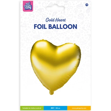 PD Fóliový balónek srdce zlaté 46 cm