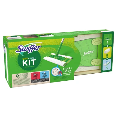 Swiffer Dry startovací sada: 1 mop, 8 prachovek a 3 vlhčené ubrousky