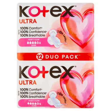 Kotex Ultra Super Hygienické vložky s křidélky 12 ks
