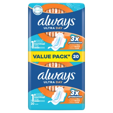 Always Ultra Day Normal hygienické vložky s křidélky, vel. 1, 20 ks