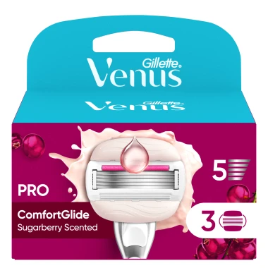 Gillette Venus ComfortGlide Miami Dámské náhradní holicí hlavice s vůní Sugarberry 3 ks