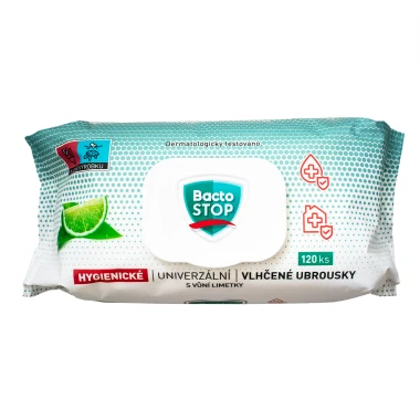 BactoSTOP Hygienické vlhčené ubrousky s vůní limetky 120 ks