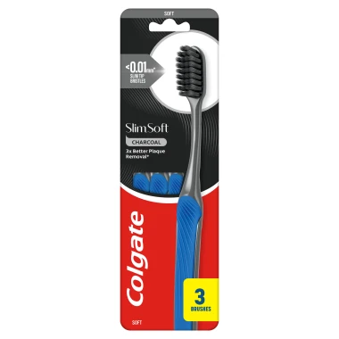 Colgate Slim Soft Charcoal zubní kartáček měkký 3 ks