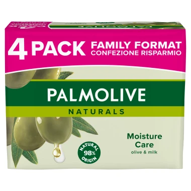 Palmolive Naturals tuhé mýdlo s výtažky z mléka a oliv  family pack 4 x 90 g