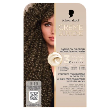 Schwarzkopf Creme Supreme Pečující barvicí krém 6-16 chladná popelavě tmavá blond