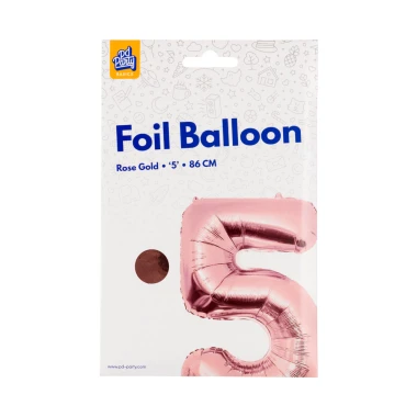PD Party Fóliový balónek č. 5 zlatá růžová, 86 cm