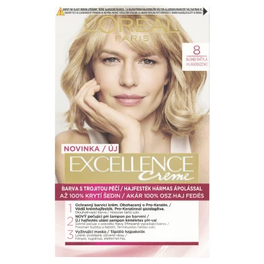 L'Oréal Paris Excellence Créme permanentní barva na vlasy  8 blond světlá, 72+48+12+60 ml