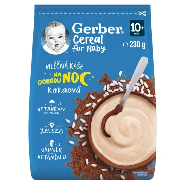 GERBER Cereal mléčná kaše kakaová Dobrou noc 230g