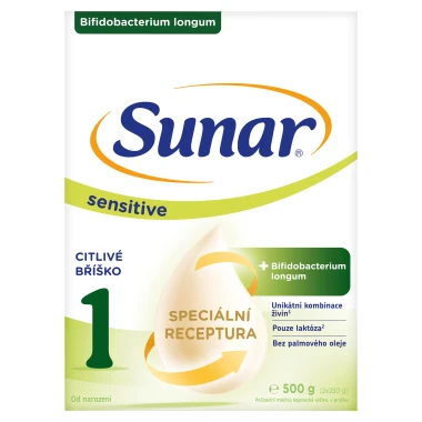 Sunar Sensitive 1 počáteční mléčná kojenecká výživa v prášku 2 x 250g (500g)
