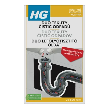 HG Tekutý duo čistič odpadů 2 x 500 ml