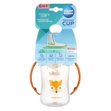 Canpol Babies Tréninkový hrníček se silikonovým pítkem 6 m+ 320 ml